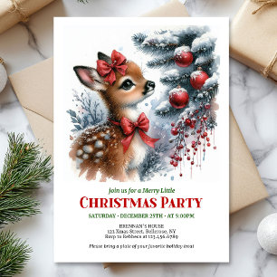 Convites Árvore de Natal com cervo moderno em aquarela na f