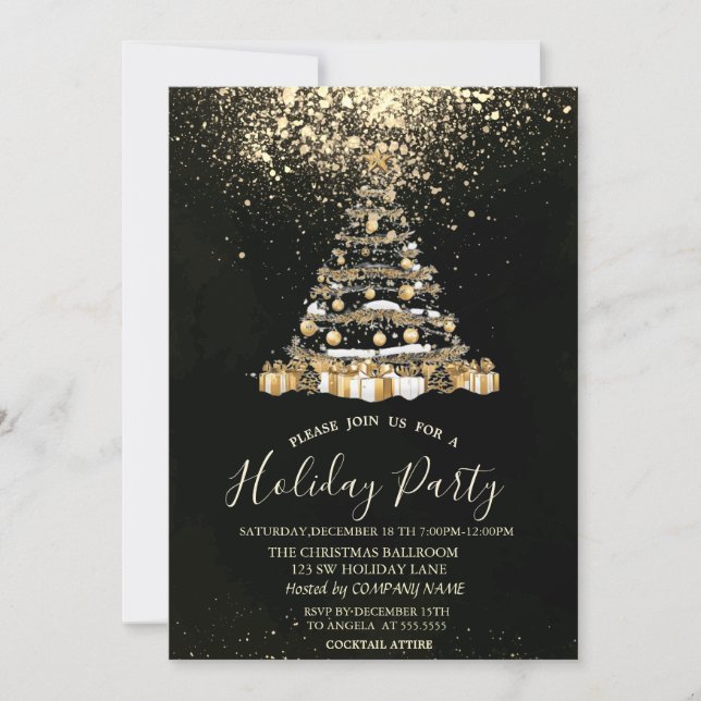 Convites Árvore de Natal com Confetes Festa de Natal (Frente)