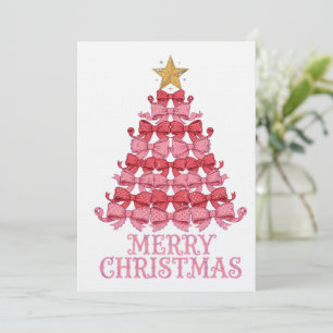 Convites Árvore de Natal com Laço de Coquete - Laço Rosa