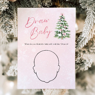 Convites Árvore de Natal com Laço Rosa - Jogo de Desenhar B