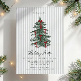 Convites Árvore de Natal com Listras Verdes e Laço Vermelho