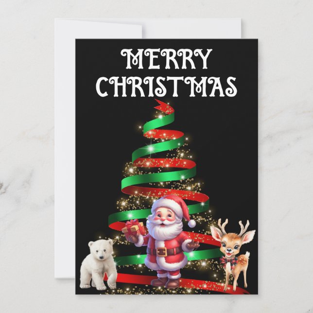 CONVITES ÁRVORE DE NATAL COM PAPAIS NOEIS, OUVIDOS E URSOS (Frente)