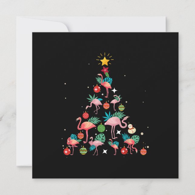 Convites Árvore de Natal de Flamingo Engraçado (Frente)