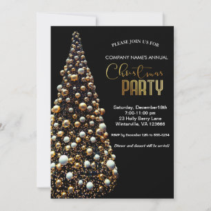 Convites Árvore de Natal de ouro Elegante