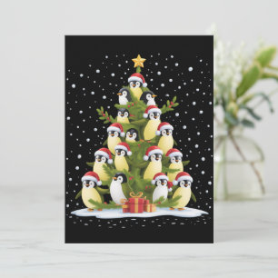 Convites Árvore de Natal de Pinguim Fofa Festa Engraçada