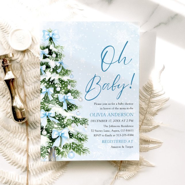 Convites Árvore de Natal do Arco Azul Oh Chá de fraldas (Criador carregado)