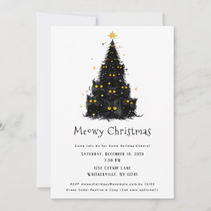 Convites Árvore de Natal do Gato Preto Divertido Meowy