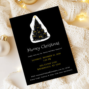 Convites Árvore de Natal do Gato Preto Divertido Meowy