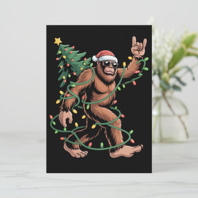 Convites Árvore de Natal do Papai Noel Pé Grande Sasquatch  (Em pé/Frente)