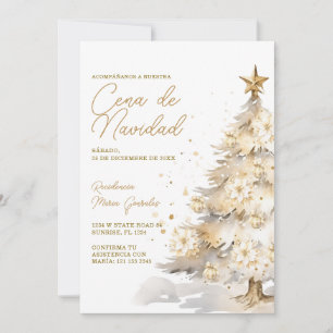 Convites Árvore de Natal Dourada Cena De Navidad Jantar de 