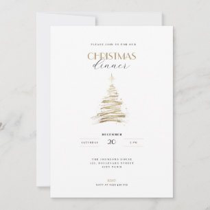 Convites Árvore de Natal dourada desenhada à mão elegante