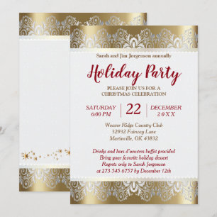 Convites Árvore de Natal Dourada e prata