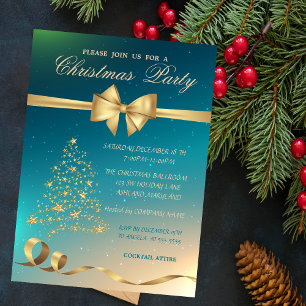 Convites Árvore de Natal Dourada Elegante, Arco Festa de Na