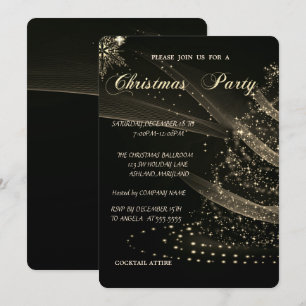 Convites Árvore de Natal Dourada, Festa de Natal Corporativ