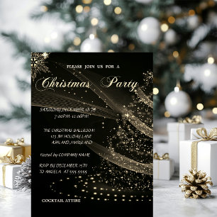 Convites Árvore de Natal Dourada, Festa de Natal Corporativ