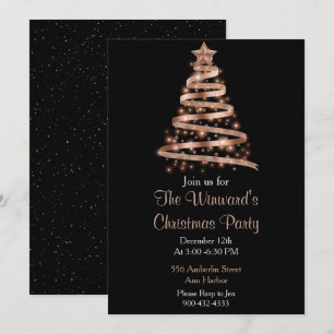 Convites Árvore de Natal Dourada rosa