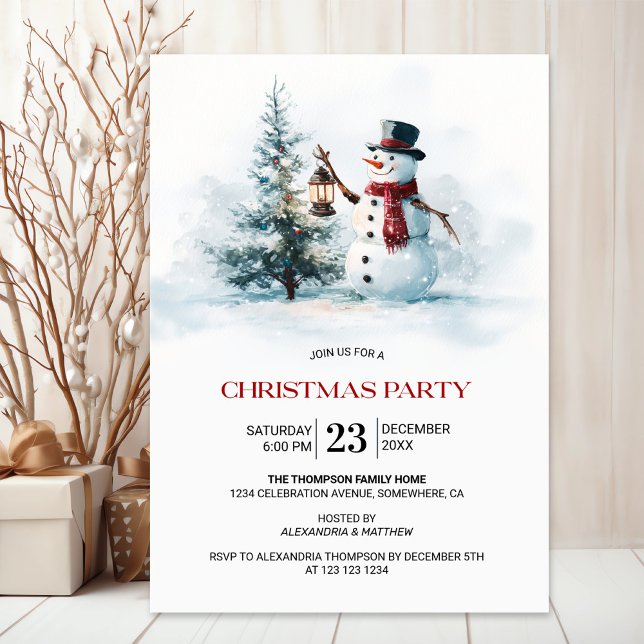 Convites Árvore de Natal e festa de Natal do boneco de neve (Criador carregado)