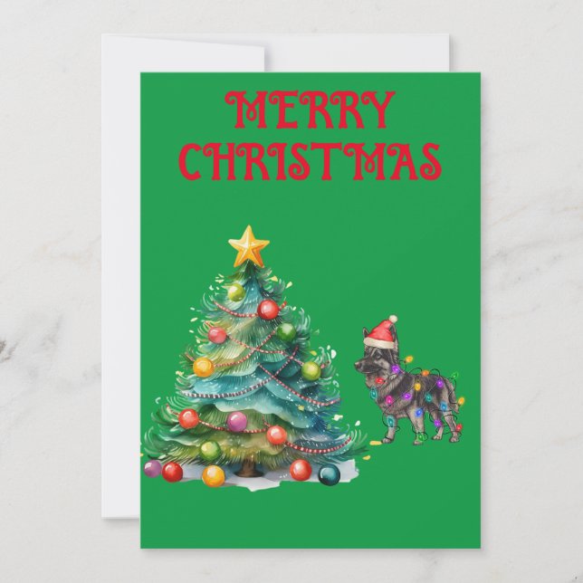 CONVITES ÁRVORE DE NATAL E SHEPERD ALEMÃO ENVOLVIDOS EM LUZ (Frente)