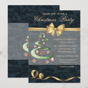 Convites Árvore de Natal Elegant Stars, Bolas, Laço, Natal
