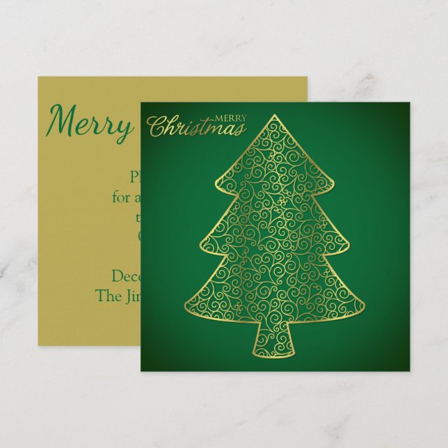 Convites Árvore de Natal Elegante (Frente/Verso)