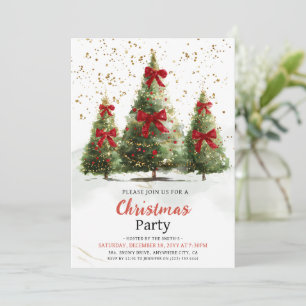 Convites Árvore de Natal Elegante Aquarela Festa de Natal