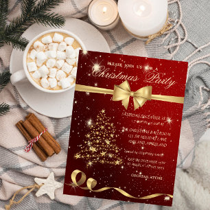 Convites Árvore de Natal Elegante, Arco, Vermelho, Festa d