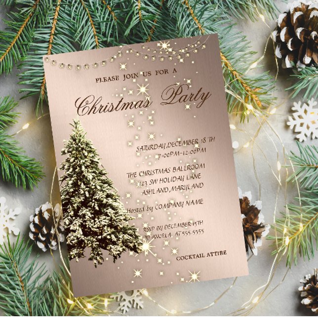Convites Árvore de Natal Elegante, Brilho, Festa de Natal (Criador carregado)