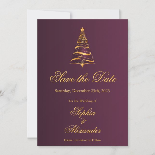 Convites Árvore de Natal Elegante Casamento Chic Salve a Da (Frente)