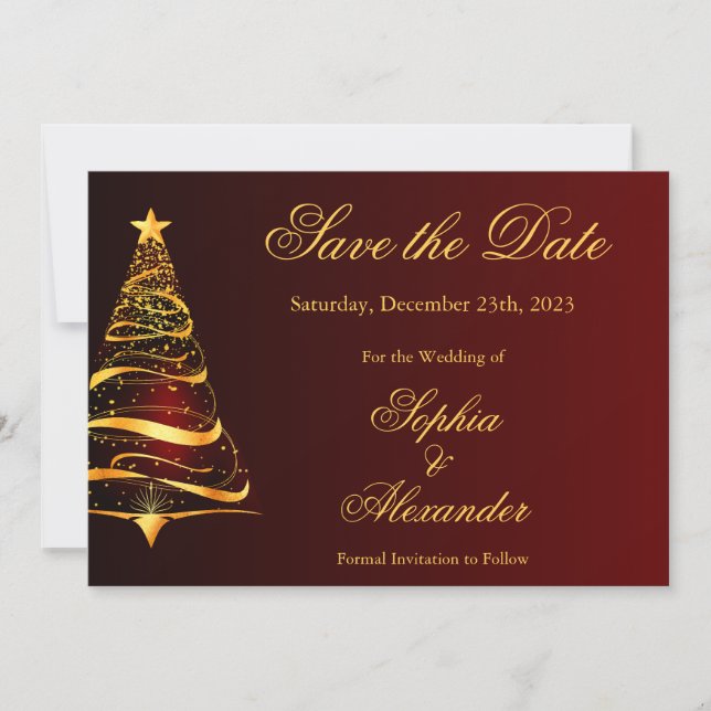 Convites Árvore de Natal Elegante Casamento Chic Salve a Da (Frente)
