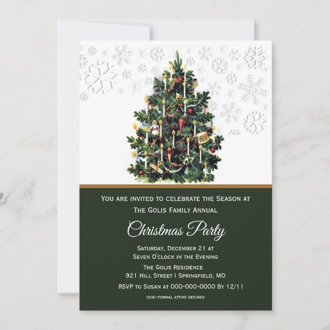 Convites Árvore de Natal Elegante Festa de Fim de Ano  (Frente)