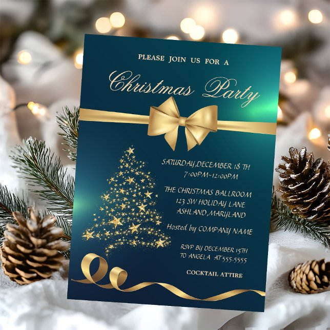 Convites Árvore de Natal Elegante, Festa de Natal Verde Arc (Criador carregado)