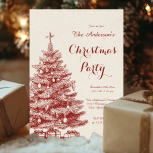 Convites Árvore de Natal elegante Festa de Natal Vintage