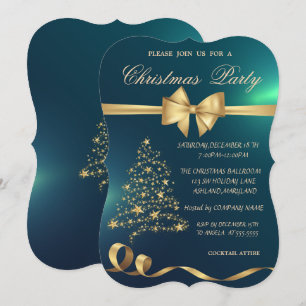 Convites Árvore de Natal Elegante, Laço, Festa de Natal Ver