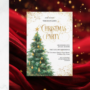 Convites Árvore de Natal em Aquarela Elegante