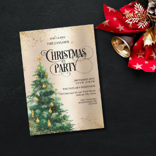Convites Árvore de Natal em Aquarela Elegante