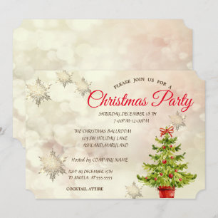 Convites Árvore de Natal em Aquarela,Festa Corporativa com 