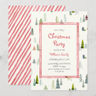 Convites Árvore de Natal em Aquarela Festa de Natal