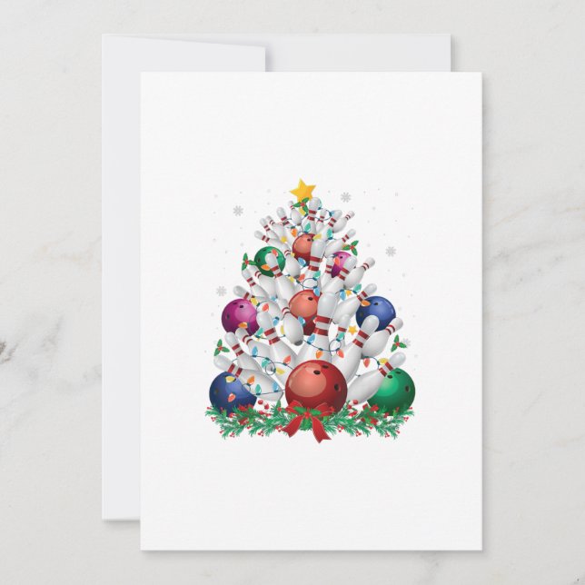 Convites árvore de natal engraçada de boliche luz do natal  (Frente)