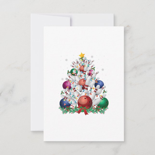 Convites árvore de natal engraçada de boliche luzes natal e (Frente)