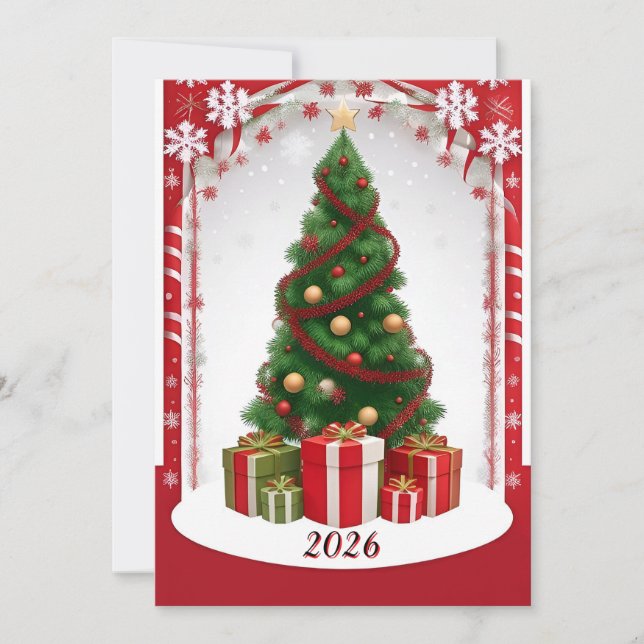 Convites Árvore de Natal Festiva Com Enfeites (Frente)