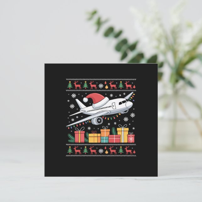 Convites Árvore de Natal Iluminação Engraçada Papai Noel Av (Em pé/Frente)