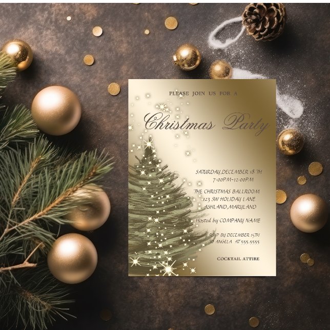Convites Árvore de Natal Luxuosa e Elegante, Festa de Natal (Criador carregado)