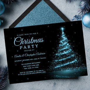 Convites Árvore de Natal Luz de Brilho Azul Festa de Natal