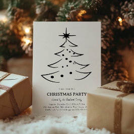 Convites Árvore de Natal Minimalista Preta e Branca Festa