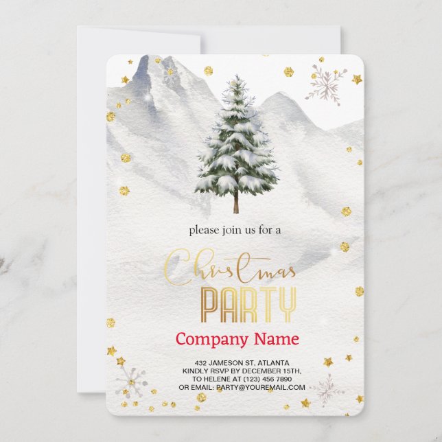 Convites Árvore de Natal, Ouros e Flocos de Neve (Frente)