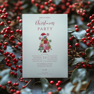 Convites Árvore de Natal Patchwork Preppy
