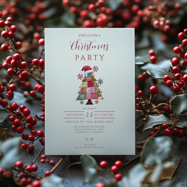 Convites Árvore de Natal Patchwork Preppy (Criador carregado)