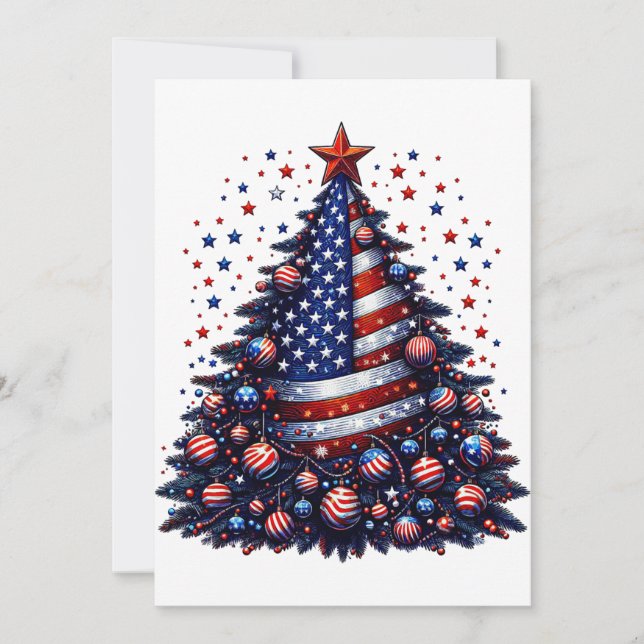 Convites Árvore de Natal Patriótica americana (Frente)