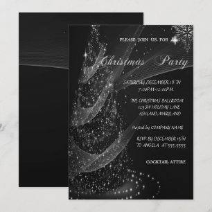 Convites Árvore de Natal Prateada, Festa de Natal Corporati