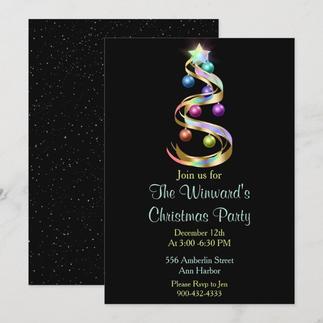 Convites Árvore de Natal Rainbow (Frente/Verso)